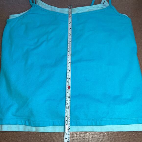 Vintage Y2K Faded Glory Double Layer built in bra cami tank turquoise blue XL - Picture 8 of 11